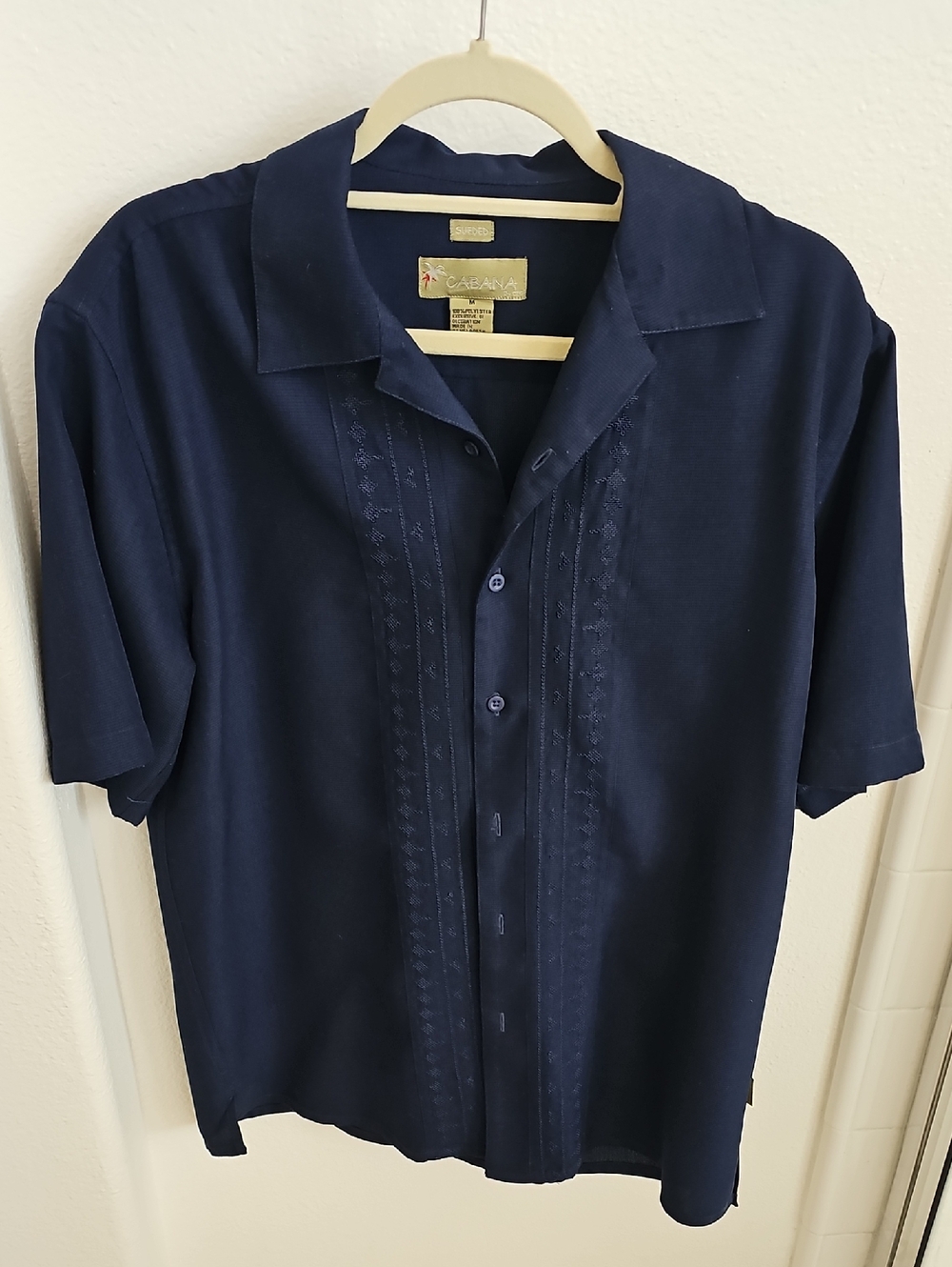 Cabana Sueded Short Sleeve Casual Button-up Shirt Size M EUC